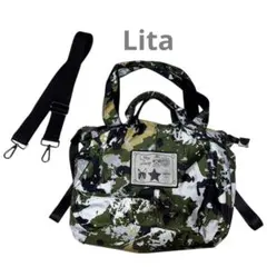 美品】LitaAaty ショルダーバッグ メタリックグレー 多機能 多ポケット 