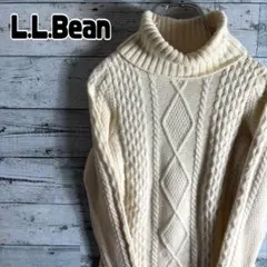 エルエルビーン　タートルネック ケーブルニット レディースM　アイボリー