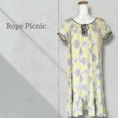 【ロペピクニック】ワンピース 半袖 イエロー系 ストレッチ素材 レディース