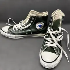 【限定レアカラー】コンバース　レザーオールスター　ハイ　ダークグリーンレザー