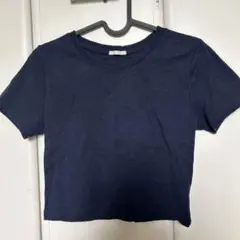 ネイビー クロップドTシャツ 半袖　ジーユー