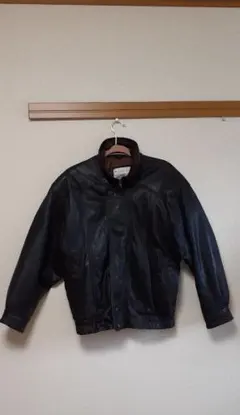 【SCANDINAVIA Sky Wear】ラム革ブルゾン／黒+茶褐色・LL