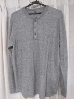 UNIQLO ワッフルヘンリーネックTシャツ　グレー