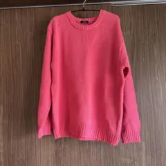 ピンク クルーネック ニット