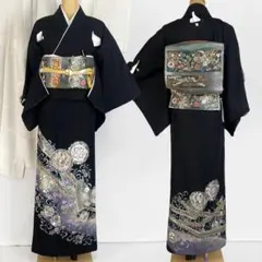 3050★黒留袖セット　長襦袢付き★上位品　作家物　落款　正倉院文様★裄丈66★
