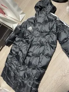 adidas アディダス ダウンコート フード フェイクファー ブラック M 