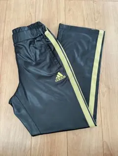 adidas 黒 黄緑 ストライプ トレーニングパンツ