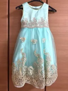グリーン系フォーマルドレス リボン付き 130cm