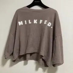 ミルクフェド　ワイドTシャツ　7分丈　ショート丈　スモーキーピンク　F