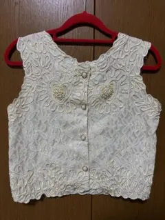 アイボリー レース ノースリーブ トップス