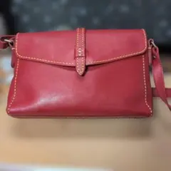ま*こ様 レッド レザー ショルダーバッグ