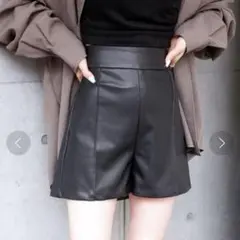 SPIRALGIRL ハイウエスト 合皮 ショートパンツ