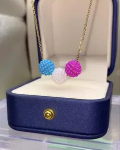 T003 「調和」 トリニティ　ベリーネックレス　金属アレルギー対応　18k