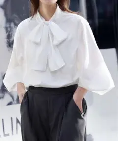 新品＊ボウタイボリューム袖ブラウス＊Flolia