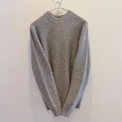 ユニクロ　メンズ ワッフルクルーネック セーター ニット　グレー　M