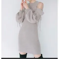 SNIDEL シースルーショルダーミニニットワンピ　SWNO225050