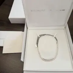 28393✨ミキモト チョーカー ネックレス レザー K18 金 ブラック 