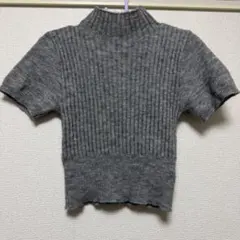 SHEIN 【シーイン】モックネッククロップリブニット 　グレー 半袖　Sサイズ