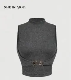 SHEIN MOD ノースリーブ ニット グレー