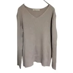 アーバンリサーチ　ベージュ Vネック リブ編み ニット 長袖