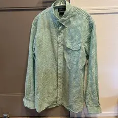 【美品】Polo Ralph Lauren シアサッカー緑系チェックシャツ M
