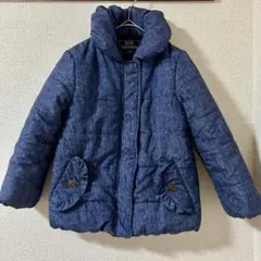 キッズ 中綿アウター 110 ネイビー フード付き ポケット付き 美品