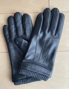 タッチパネル対応ラムレザーグローブ 黒　フリーサイズ