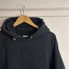 ナイキ NIKE 00s センターロゴ刺繍 スウェットパーカー フーディー黒 S