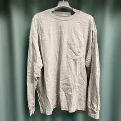 GU 長袖 ポケットTシャツ ライトグレー XLサイズ