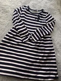 BeBe ボーダー 長袖ワンピース 130 キッズ　べべ