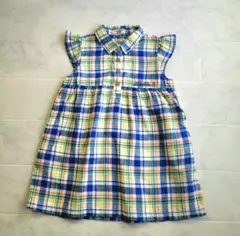 MIKIHOUSE ミキハウス ダブルB さらさらシャツ生地ワンピース９０ブルー