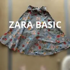 ZARA BASICギンガムチェック 花柄 フレアスカートのサムネイル