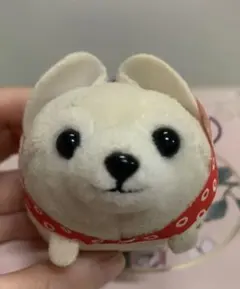 【豆しば三兄弟】豆柴犬 マスコット クリーム色 赤いバンド