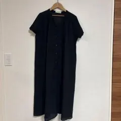 値下げ！シューラルーコットン ブラック半袖シャツワンピース M 黒　綿シフォン