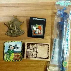 グーフィー　ピンバッチ　缶バッジ　スタンプ　ボールペン　ディズニーランド
