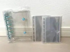 シール帳　A7サイズ　6穴　ライトブルー　水色　リフィル20枚付