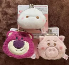 ディズニー&ピクサーキャラクター　　ミルキーボアフェイスがま口ポーチ 3種