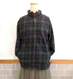 フリースジャケット■リバーシブル□ジップアップ□チェック柄□XLサイズ
