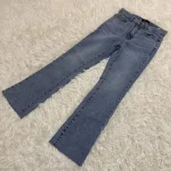 新品 IMVELY ブーツカットデニム S カットオフ ライトブルー