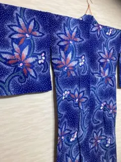 超美品 有松絞り 総絞り 本染浴衣 着物 夏物 160裄65 白 紺 赤 レトロ
