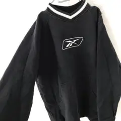 90ｓ Ｒｅｅｂｏｋ ビッグロゴ 刺繍 スウェット ヴィンテージ 紺 Ｌ程