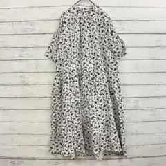 花柄 ロングワンピース ホワイト Lサイズ フレア 春夏秋レディース シャツ