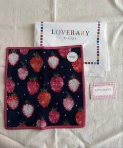 LOVERARY BY FEILER ハンカチ　ストロベリードットネイビー