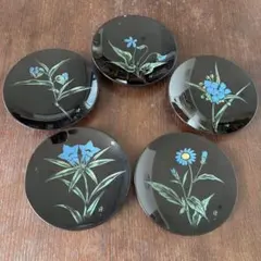 越後村上　伝統工芸師　大滝源一　漆器　菓子皿　銘々皿　本漆塗　5枚セット