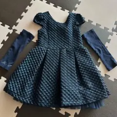 ダークブルー フリル付きワンピース アームカバー付き