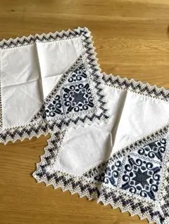 刺繍とレースのランチョンマット 2枚セット　敷物　ギリシャのサムネイル