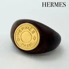 HERMES エルメス セリエ ウッドリング 約11号 指輪 ブラウン ゴールドのサムネイル