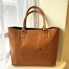 スヌーピートートバッグ　牛革　未使用