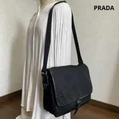 ◇ 良品PRADA プラダ ショルダーバッグ ナイロン×レザー ブラック ◇