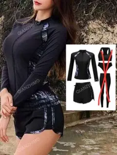 SHEIN シーイン ラッシュガード 水着 2点セット 黒　M